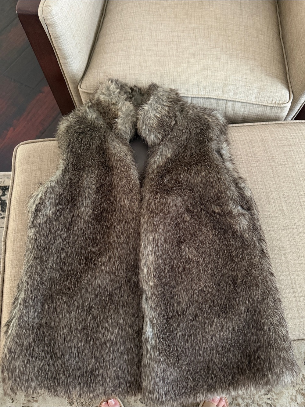 Michael Kors Girls Faux Fur Vest in Brown Gray